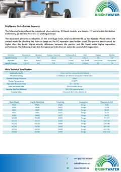 Hydrocyclone filtration datasheet